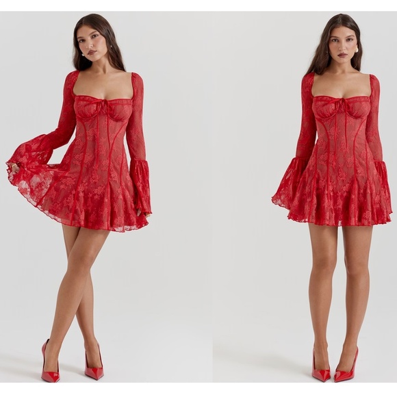 House of CB‎ ‘Analissa’ Scarlett Lace Corset Mini Dress NWOT size XS - Picture 1 of 16